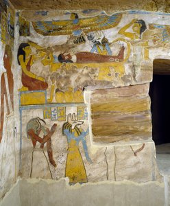 Murales de la cámara funeraria de la Tumba de Pa Nentwy, Oasis de Bahariya, Giza, Egipto, Civilización Egipcia, 26ª Dinastía, 663-525 a.C.