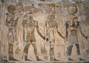 Pinturas murales, Templo de Ain El Meftla, Oasis de Bahariya, Giza, Egipto, Dinastía 26 (663-525 a.C.)