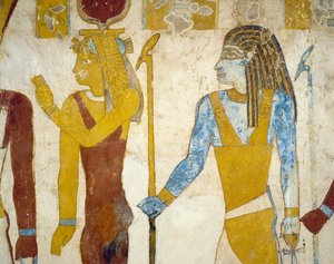 Pinturas murales de la Tumba de Pa Nentwy, Oasis de Bahariya, Giza, Egipto. Civilización egipcia, Dinastía 26, 663-525 a.C. de Egyptian 26th Dynasty