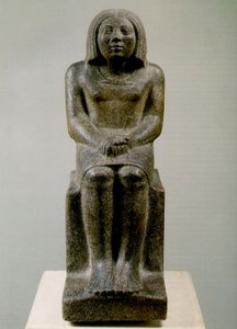 Figura Masculina Sentada, Egipto, Ankh, 3ª Dinastía