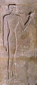 Pilar que representa a una mujer oliendo una flor de loto, Reino Antiguo, 2423-2263 a.C.