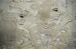 Antiguo Egipto, Pintura/Talla, Ramose y su esposa, Gobernador de Tebas, Valle de los Nobles, Tumba de Ramose de Egyptian Egyptian