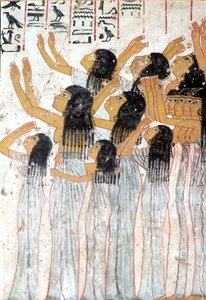 Antiguo Egipto, Pintura, Fresco, Mujeres lamentándose en el cortejo fúnebre, Tumba de Ramose, Tebas de Egyptian Egyptian