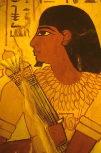 Antiguo Egipto, Tumba de Sennufer, pintura mural, fresco, Sennufer recibiendo capullos de loto, alcalde de Tebas, supervisor bajo Amenofis II de Egyptian Egyptian