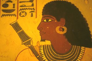 Antiguo Egipto, Pintura mural/fresco, Tumba de Sennufer, Tebas/Luxor, Sennufer con cetro, Alcalde de Tebas, supervisor bajo Amenofis II de Egyptian Egyptian