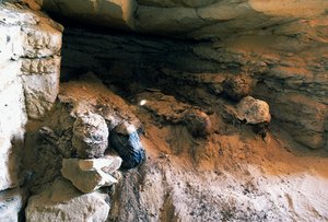 Detalle de la tumba nº 49, Valle de las Momias de Oro, Oasis de Bahariya, Giza, Egipto. La civilización egipcia