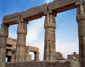 Antigüedad egipcia: vista del templo de Karnak. Egipto