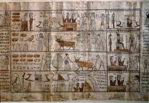 Antigüedad egipcia: los Campos Elíseos. Papiro de un Libro de los Muertos. Período Ptolemaico. Turín, Museo Egipcio
