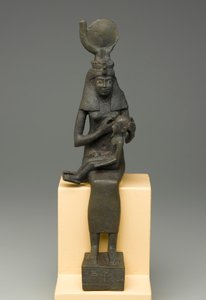Estatuilla sentada de Isis sosteniendo a Horus de Egyptian Ptolemaic Period