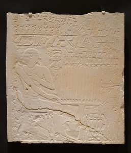 Relieve de la tumba de Khnumti, c.2345-2184 a.C. (piedra caliza blanca) de Egyptian School