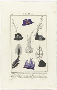 Accesorios
Journal des Dames et des Modes, Costumes Parisiens, 1914, nº 171: Sombreros de Arlett (...) de Eiger