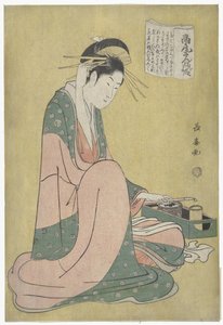 Courtisane con rookgerei
Takao sange no dan (título en el objeto) de Eishōsai Chōki