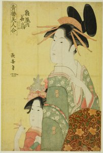 Hanaogi del Ogiya, de la serie "Bellezas de los barrios de placer (Seiro bijin awase)" de Eishōsai Chōki