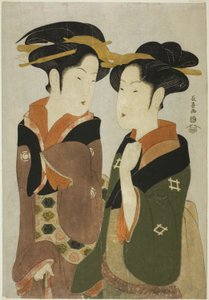 Kan, una camarera del Izutsuya, y la geisha Fuseya del Ogiya