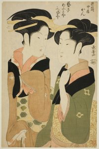 Kan, una camarera de Izutsuya, y la geisha Fuseya de Ogiya