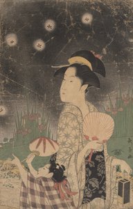Mujer y niño atrapando luciérnagas, ca. 1793