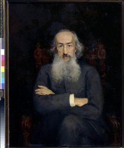 Retrato del historiador Constantin Bestushev Rizumin (Bestushev-Rizumin) (1829-1897) - Pintura de Ekaterina Sergeevna Zarudnaya Kavos (1862-1918), óleo sobre lienzo (101x79 cm)