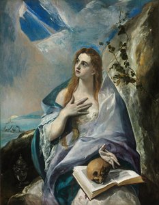 ""La Madeleine repentante"" Peinture de Domenikos Theotokopoulos dit El Greco (1541-1614) 16eme siecle - El Greco, Dominico (1541-1614) - 1577 - Oil on canvas - 156,5x121 - Szepmuveszeti Muzeum, Budapest de El Greco