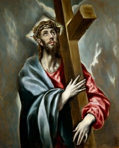 Cristo cargando la cruz (llevando la cruz o estaciones de la cruz) - Pintura de Domenikos Theotokopoulos conocido como El Greco (1540-1614), óleo sobre lienzo, alrededor de 1602, arte español de El Greco