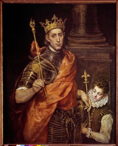 Retrato de San Luis (Luis IX) con un paje (1214-1270) de El Greco