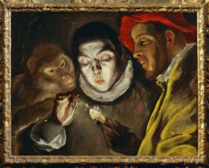 Mono, Niño Encendiendo una Vela y Hombre de El Greco