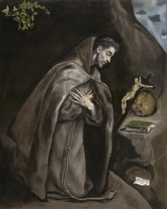 San Francisco arrodillado en meditación, 1595-1600