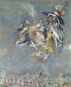 Vista y Mapa de la Ciudad de Toledo (detalle de ángeles) de El Greco