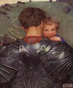 Aunque un león en el campo, un cordero a su vez encontrarás (litografía en color) de Eleanor Fortescue Brickdale
