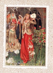 Ginebra y sus damas en los días dorados, ilustración de "Idilios del Rey" de Alfred Tennyson (1809-92), publicado por Hodder & Stoughton de Eleanor Fortescue Brickdale