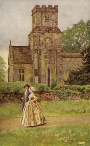Salgo de la iglesia en tiempo de sermón (litografía en color) de Eleanor Fortescue Brickdale