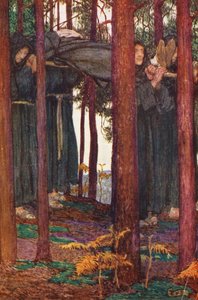 Ilustración para The Gathering of Brother Hilarius de Michael Fairless (litografía en color)
