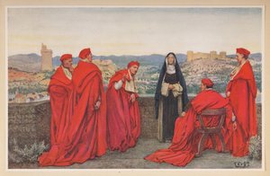 Santa Catalina de Siena negociando con el Papa Gregorio XI en nombre de los florentinos.