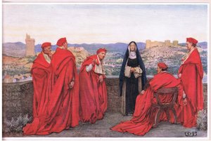 Santa Catalina de Siena negociando con el Papa Gregorio XI en nombre de los florentinos (litografía)