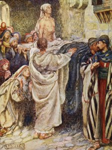 El hijo de la viuda criado en Naín (litografía en color) de Eleanor Fortescue Brickdale