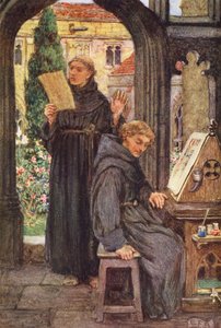 Ilustración para The Gathering of Brother Hilarius de Michael Fairless (litografía en color)