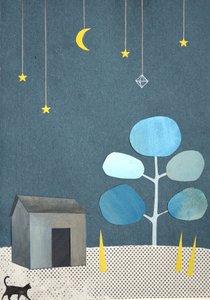 Noche de paz. 2016 (collage y acuarela sobre papel)