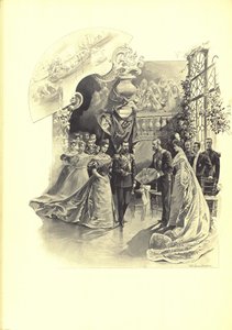 Alexandra Fyodorovna y Nicolás II durante la recepción ceremonial en la Embajada de Francia, 1899 de Elena Petrovna Samokish Sudkovskaya