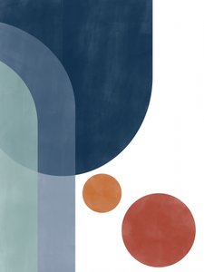 Abstracto geométrico en azul y naranja de Elena Ristova