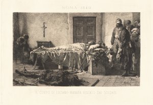 El cuerpo de Luciano Manara visitado por soldados