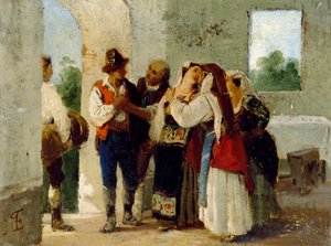 Campesino dejando el hogar familiar para casarse en otro pueblo de Eleuterio Pagliano