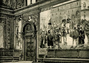 Frescos del Gran Salón del Palacio de los Barnabitas, obra de Elia Bonci (1866-1953), Macerata, Las Marcas, Italia. de Elia Bonci