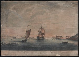 Una vista de la entrada del Puerto de la Habana, tomada desde el interior de los pecios, La Habana de Elias (after) Durnford