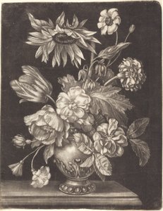 Bodegón floral con un girasol de Elias Christoph Heiss