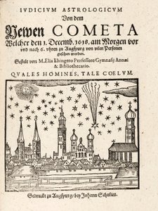 Un nuevo cometa visto desde Augspurg, Alemania el 1 de diciembre de 1618, pub. 1618 de Elias Ehinger 1573 1653.