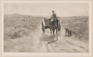 paisaje con carro de caballos