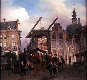 Ciudad y puente levadizo de Elies Pieter van Bommel