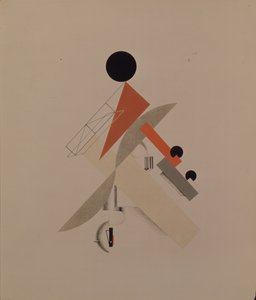 Trotamundos. Figurilla para la ópera Victoria sobre el sol de A. Kruchenykh, 1920-1921 de Eliezer Markowich Lissitzky