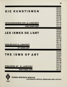 Página del título: Die Kunstismen. Los ismos del arte por El Lissitzky y Hans Arp, 1925