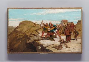 La fábula del molinero, su hijo y el burro de Elihu Vedder