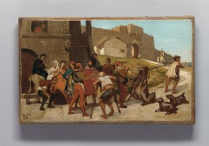 La fábula del molinero, su hijo y el burro de Elihu Vedder